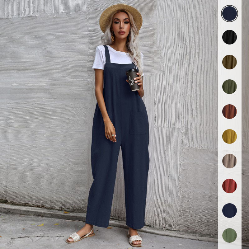 Cozy Cotton Linen Women's Sleeveless Jumpsuit