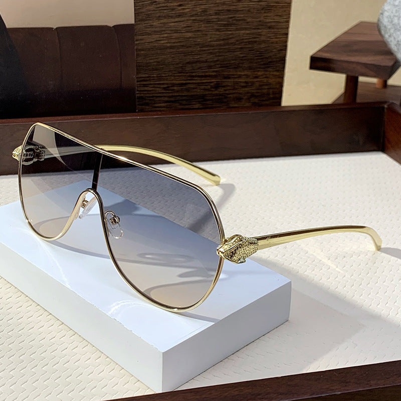 Fashion One-Frame Sunglasses - Trendy Metal Goggles