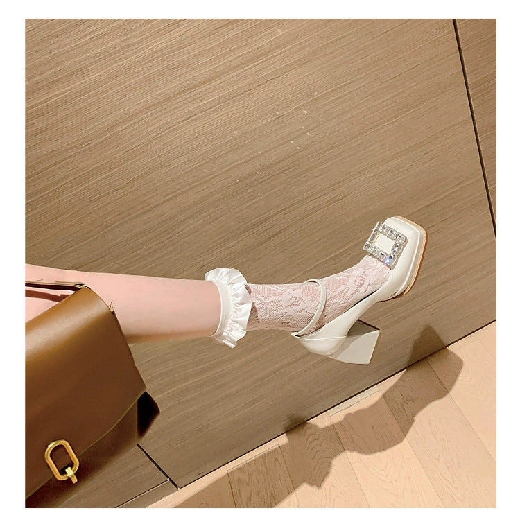 Zapatos Mary Jane informales de talla grande con diamantes de imitación para mujer