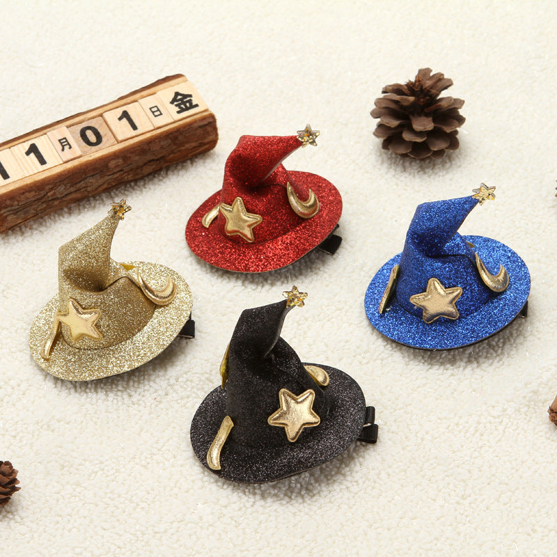 Chapeau de sorcier amusant pour enfants, épingle à cheveux, accessoires pour cheveux, Halloween