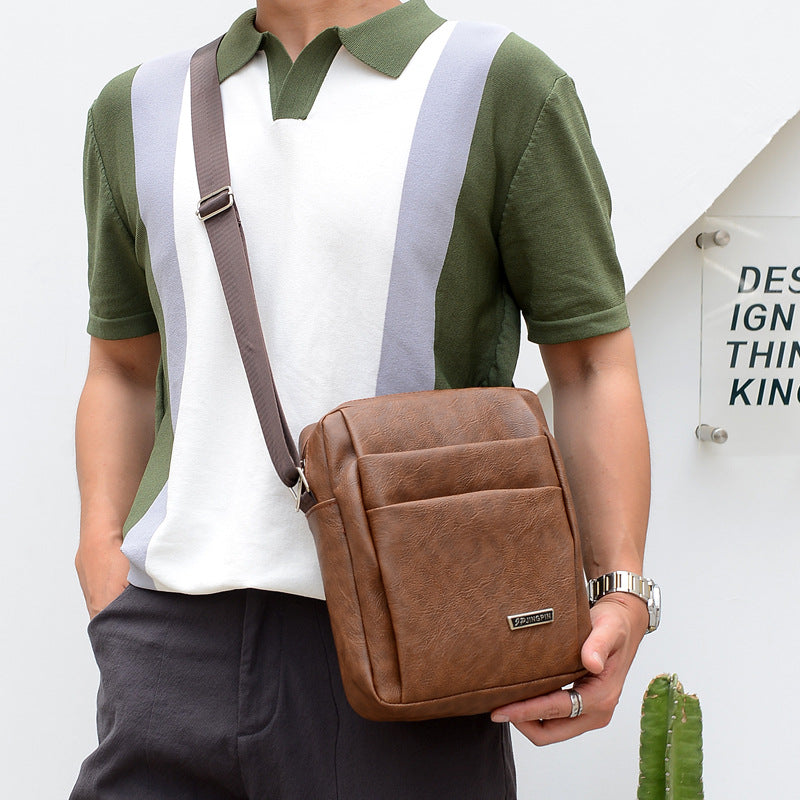 Bolso bandolera informal de PU para negocios a la moda para hombre