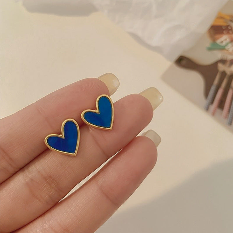 Women Fashion Simple Blue Love Earrings