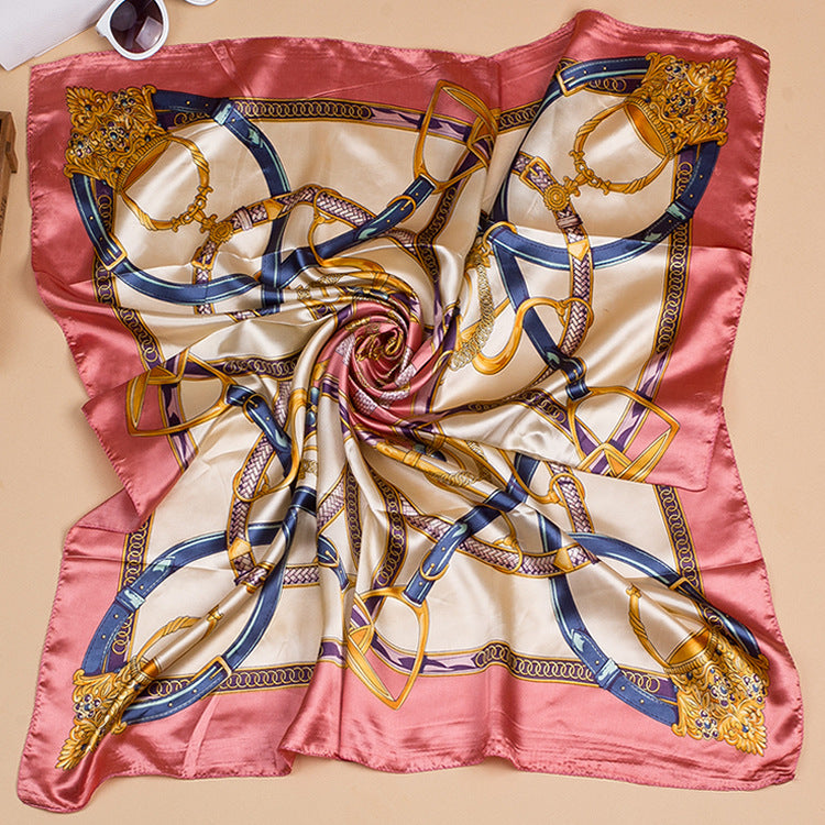 Bufanda de seda cuadrada grande con estampado floral para mujer, accesorio elegante