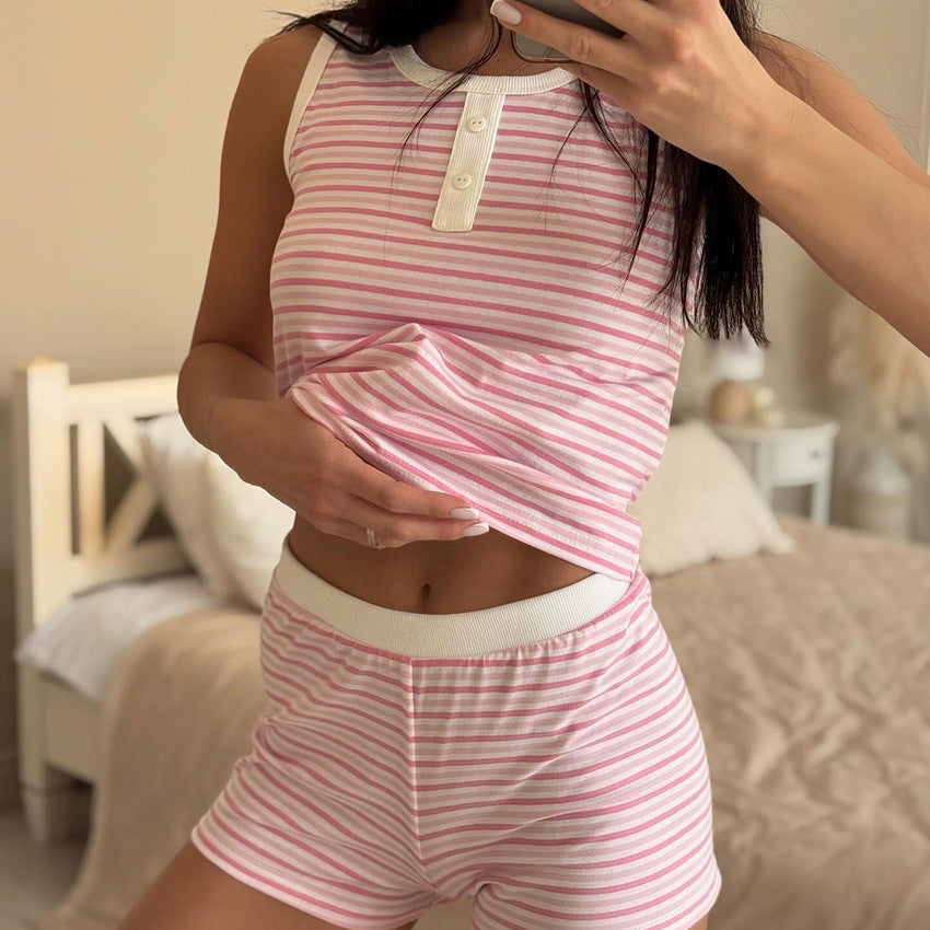 Ensemble pyjama décontracté sans manches pour femme avec débardeur et short
