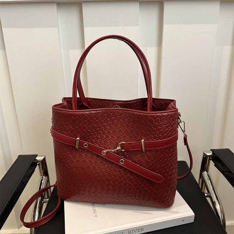 Bolso de mano de gran capacidad de color sólido de moda