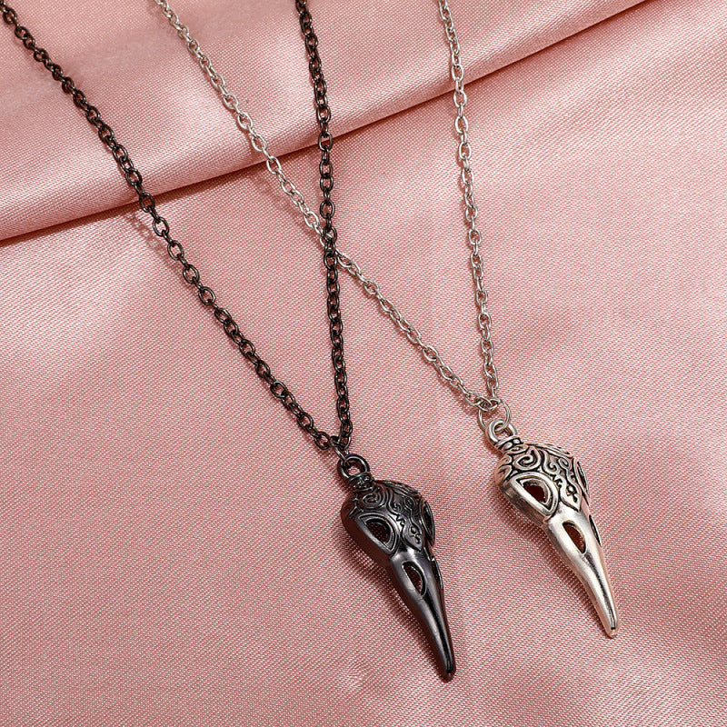 Collar de calavera de cuervo estilo gótico punk de Halloween para mujer
