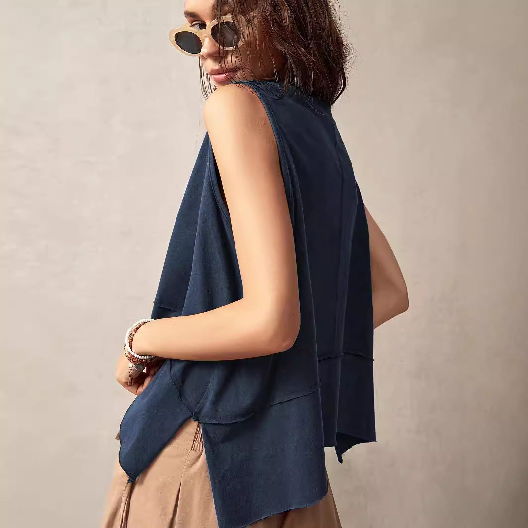 Camiseta sin mangas holgada irregular informal para mujer