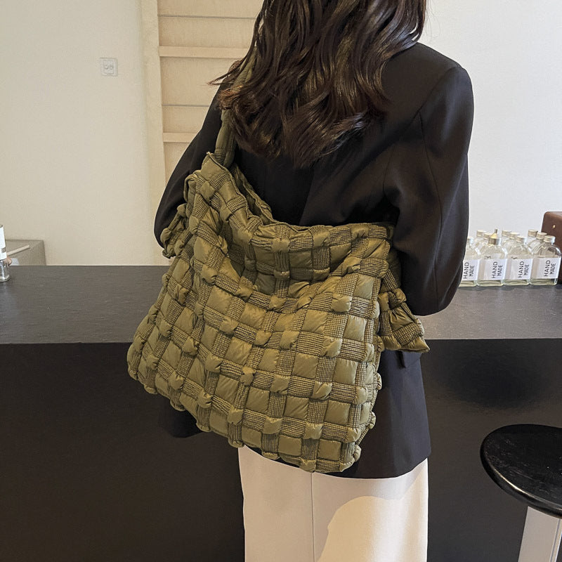 Bolso de hombro informal de gran capacidad para mujer, de color liso, estilo tote