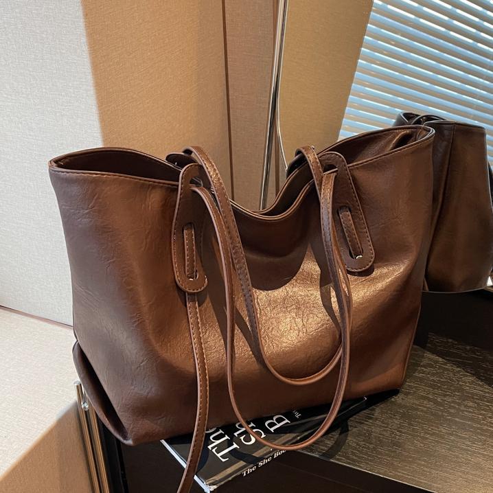 Grand sac fourre-tout décontracté de couleur unie pour femme