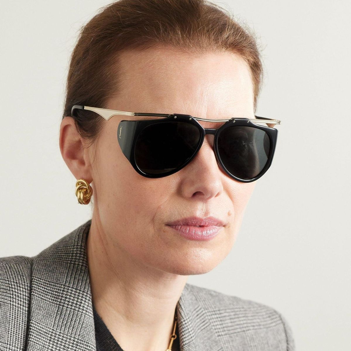 Gafas de sol cuadradas con montura grande de metal geométrico para mujer