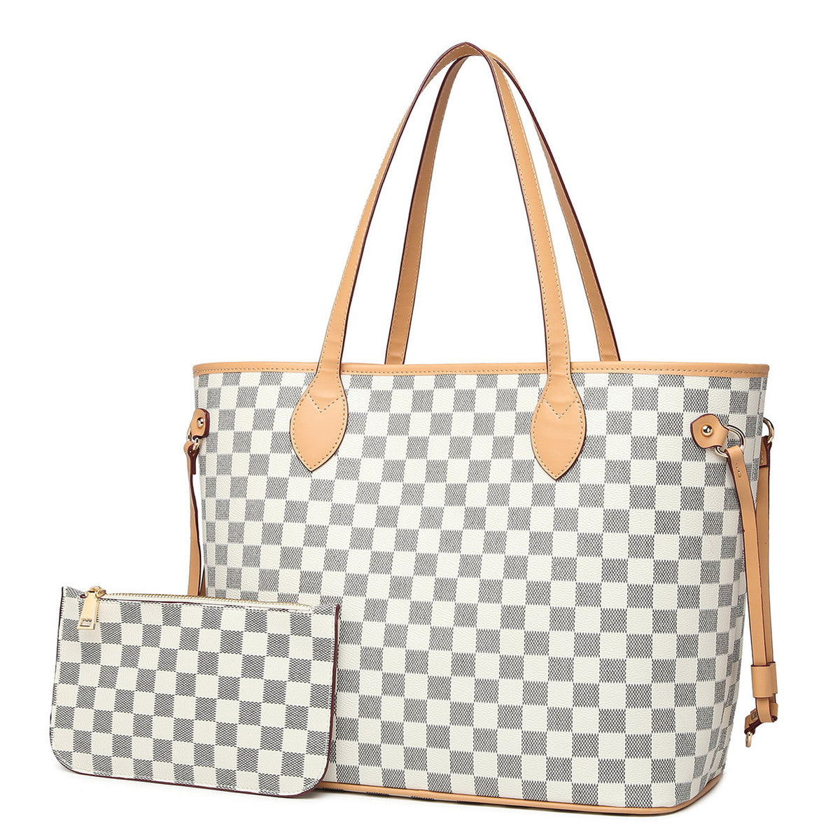 Ensemble de sacs fourre-tout rétro à carreaux de grande capacité - Matériau PU