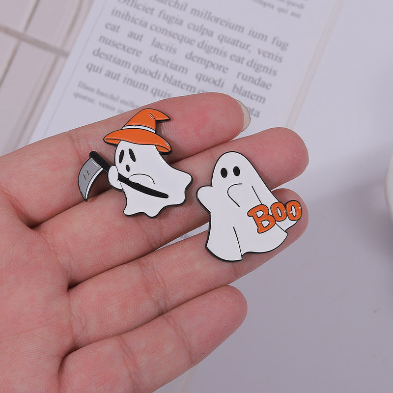 Broche fantôme créative en alliage pour femme, motif dessin animé, Halloween