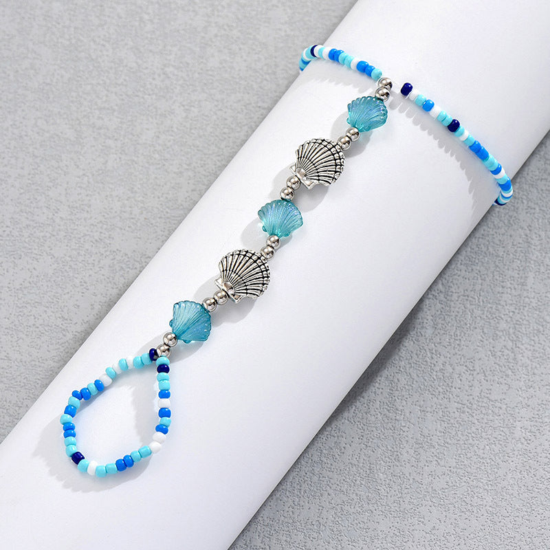 Bohemian Woven Shell Rice Beads Stretch Foot