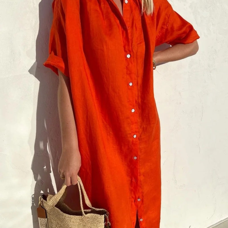 Vestido largo elegante informal de manga corta para mujer