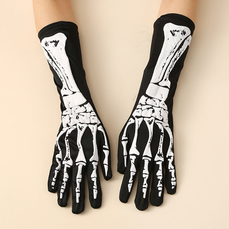 Halloween Print Skull Gloves Prom Party Props