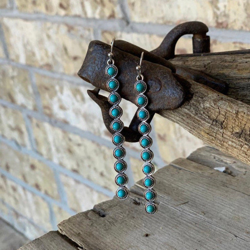 Boucles d'oreilles longues bohèmes turquoise pour femmes