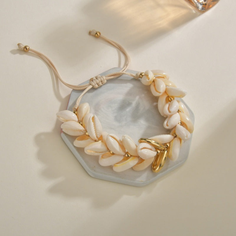 Women's Bohemian Shells Design Drawstring Bracelet