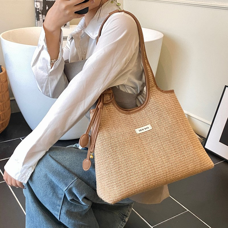 Sac fourre-tout décontracté à rayures pour femme, grande capacité
