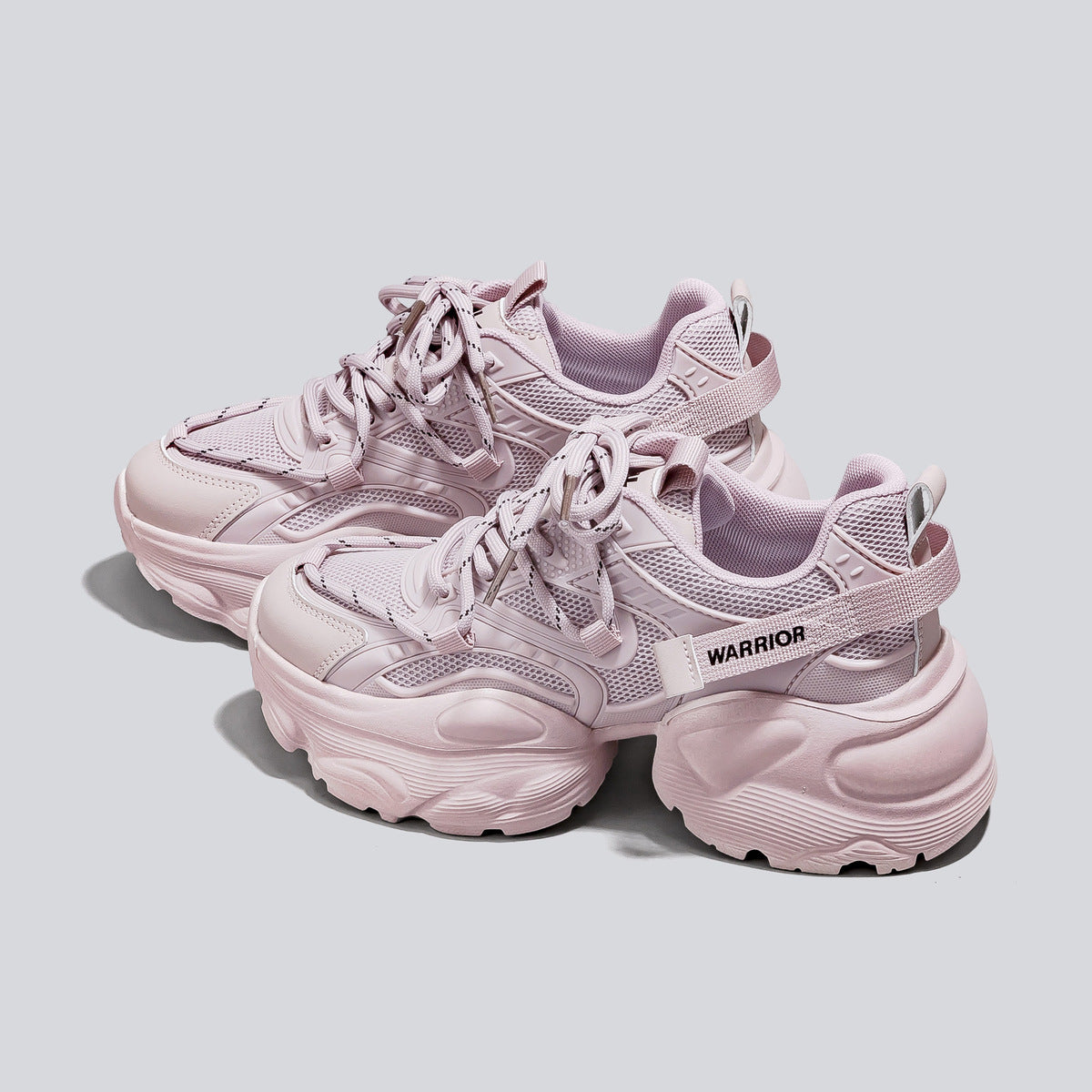 Zapatillas informales de malla y cuero con suela gruesa para mujer