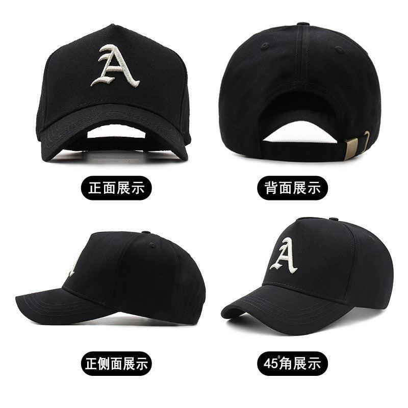 Casquette en coton brodée à lettres simples et coupe ajustable