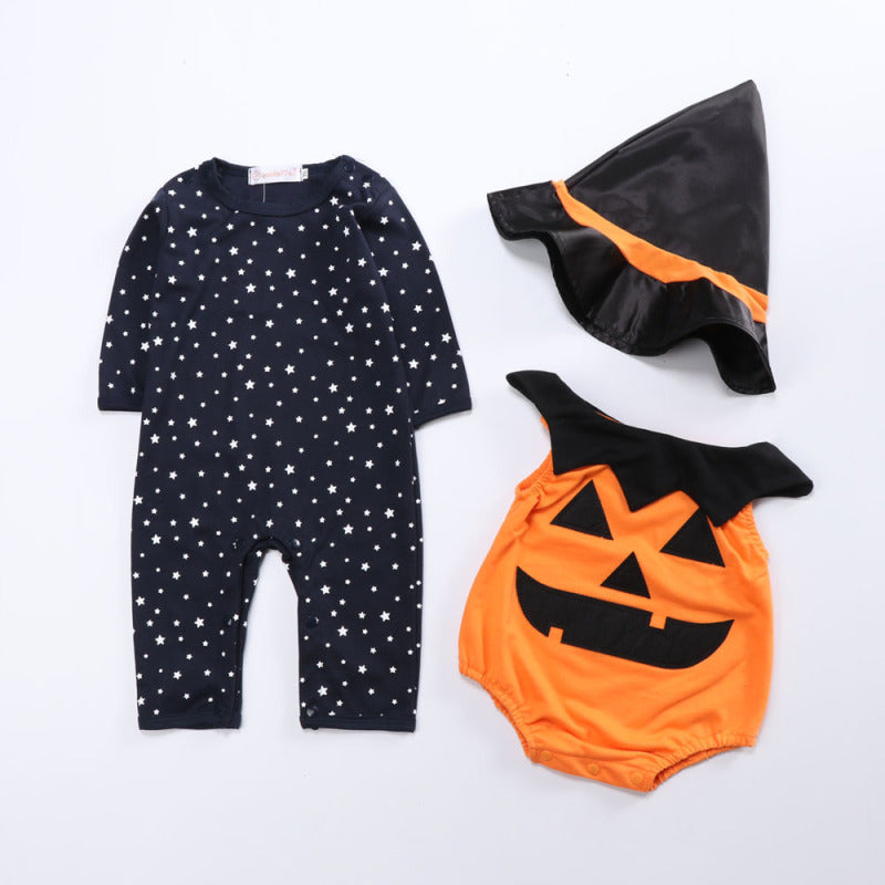 Kids Baby Romper With Pumpkin Bat Pattern Cotton
