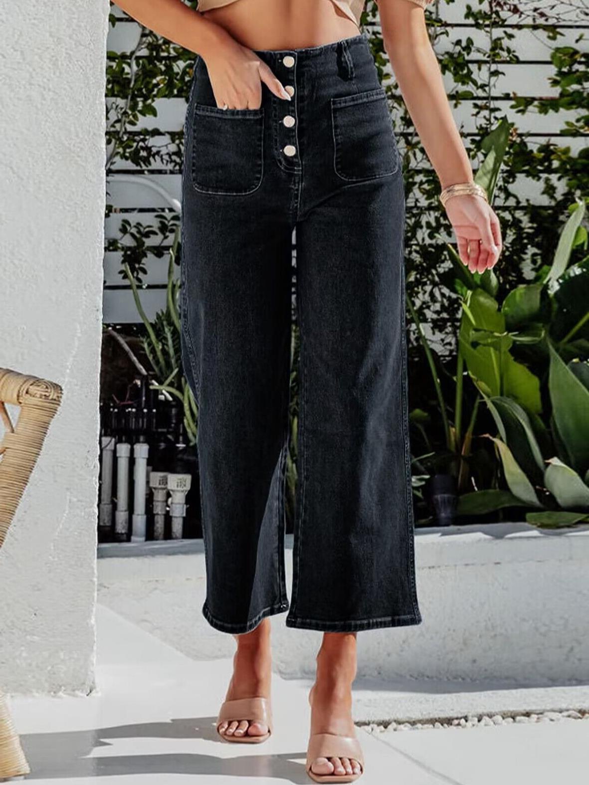 Vintage Women Crop Micro-Flared Jeans