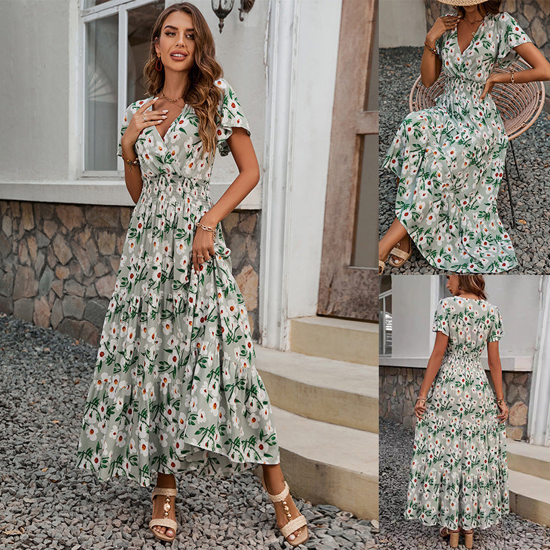 Vestido largo informal de vacaciones para mujer - Verde