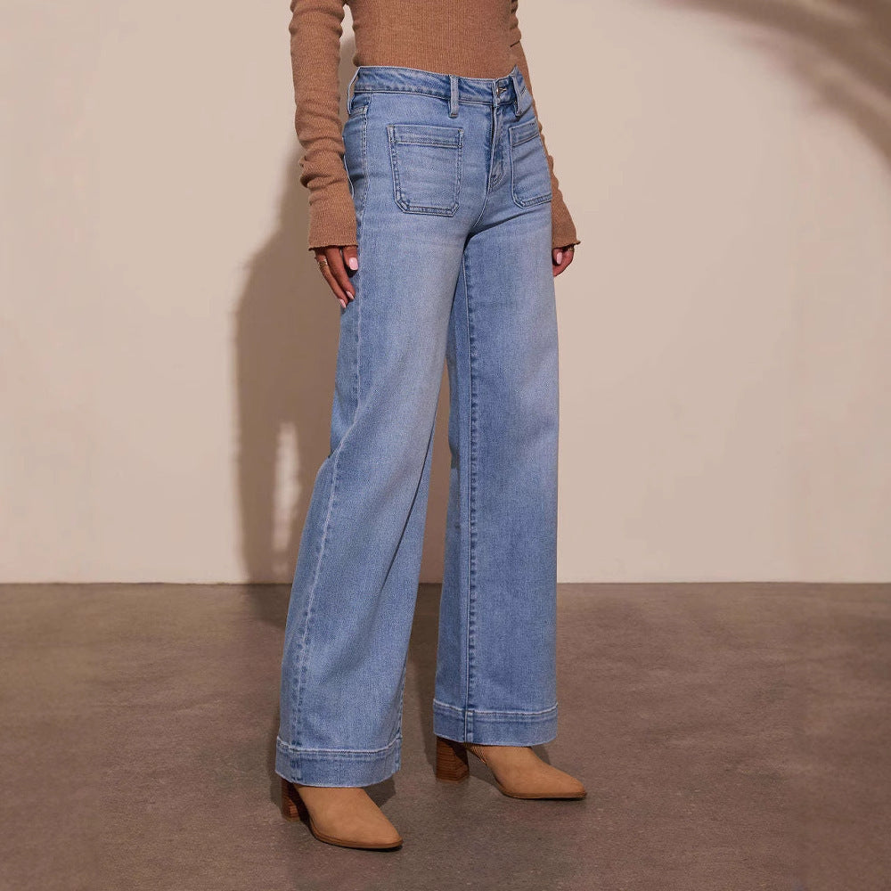 Jean droit à jambe large et rétro pour femme
