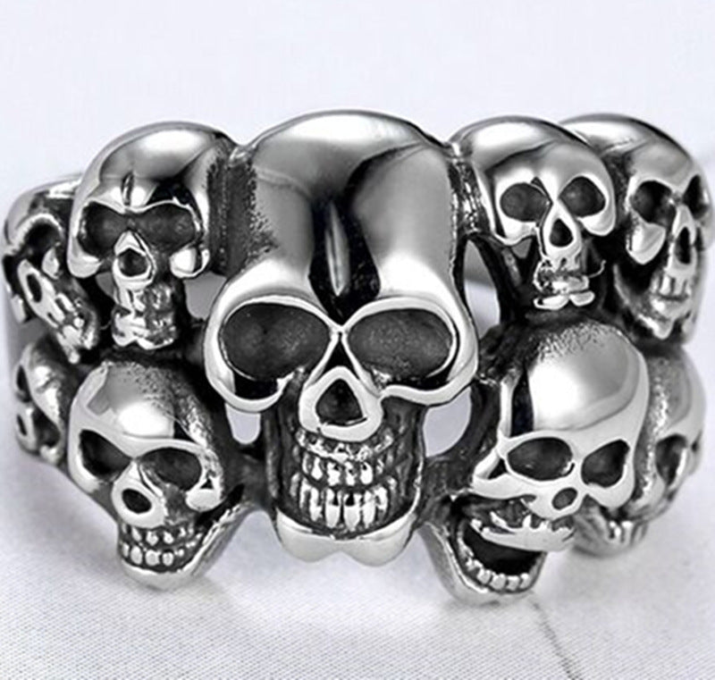Anillos de metal unisex vintage con múltiples calaveras para Halloween
