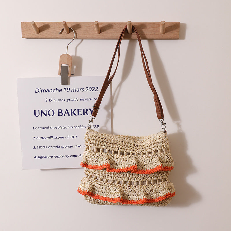 Bolso tote tejido informal de estilo bohemio para vacaciones