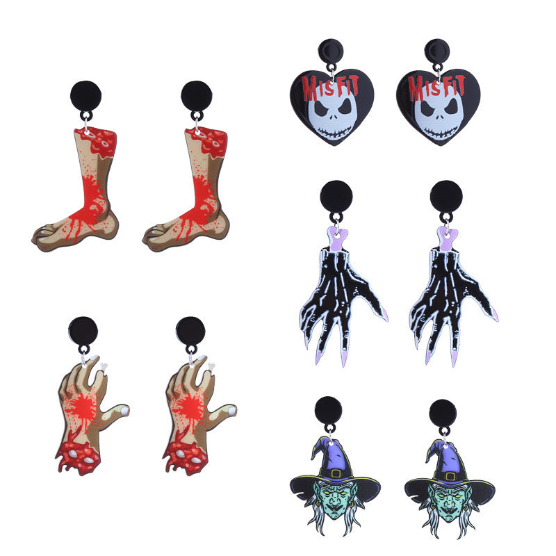 Halloween Women Funny Horror Ghost Bloodstain Acrylic Earrings