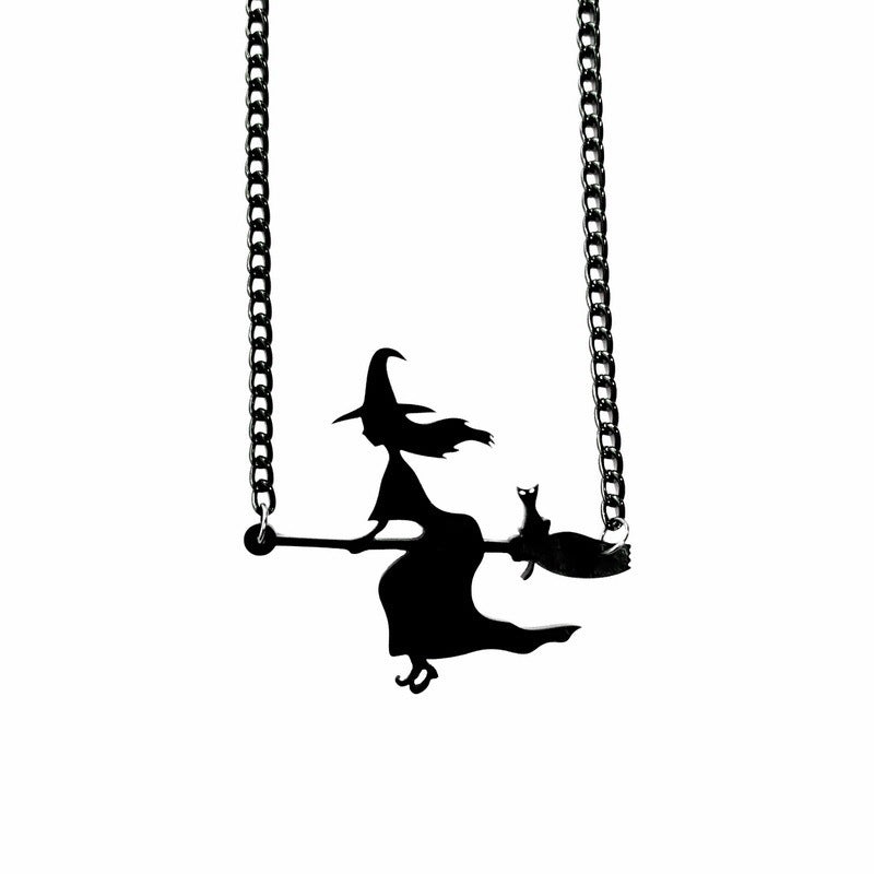 Collar con colgante de pez gato negro de moda para Halloween para mujer