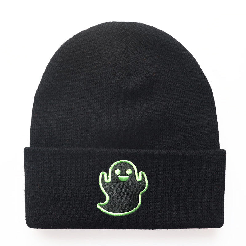 Halloween Cartoon Ghost Embroidered Knitted Hat