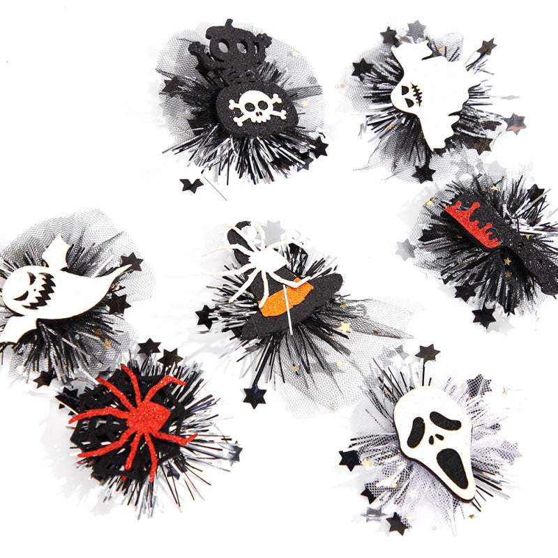 Accessoires pour épingles à cheveux en maille fantôme et citrouille d'Halloween