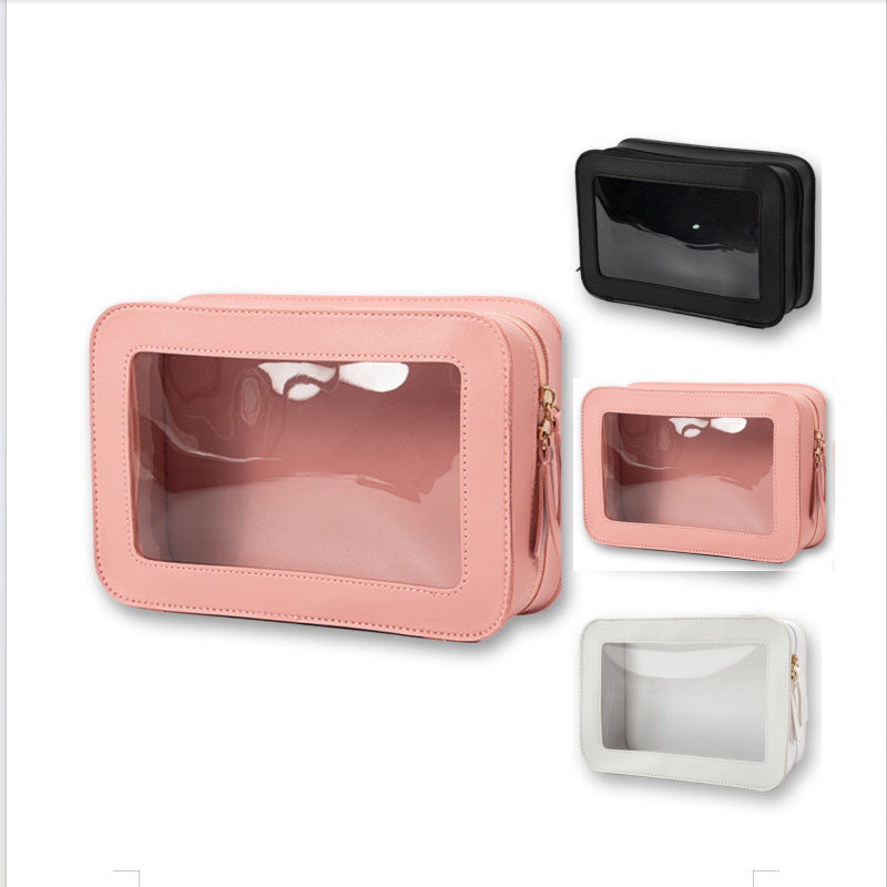 Bolsa de cosméticos de PVC transparente, sencilla y moderna para mujer