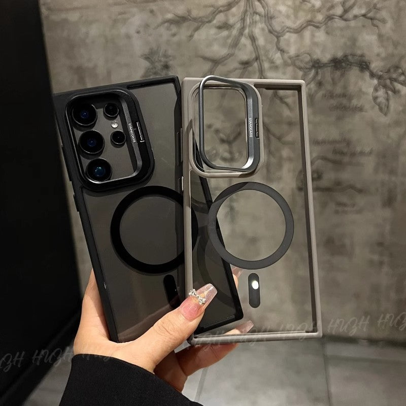 Magnetic Acrylic Phone Case with Metal Lens Bracket for Samsung
