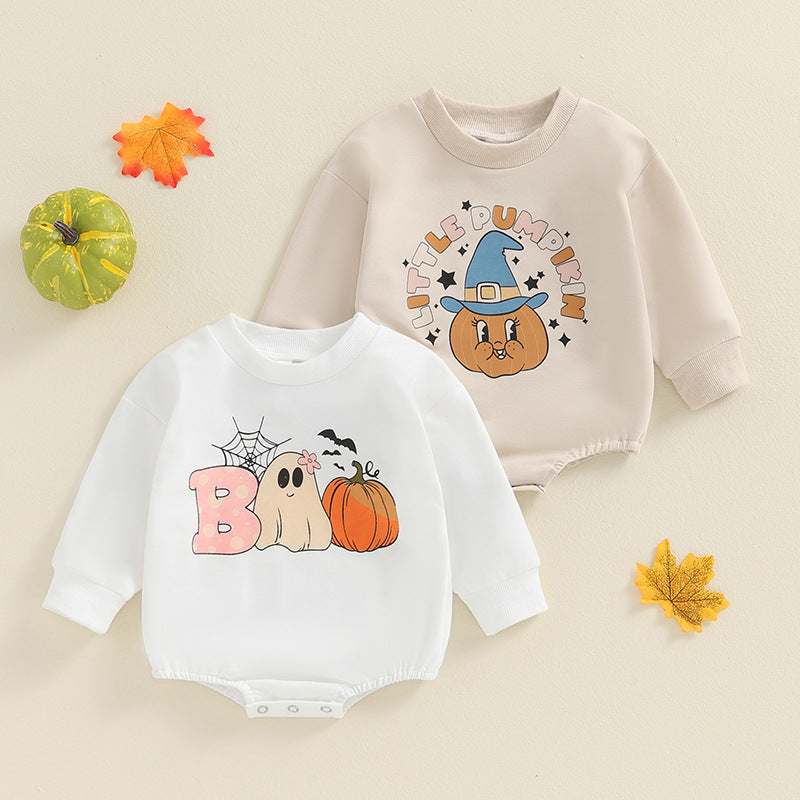 Pelele con estampado de calabaza de Halloween para niños y niñas