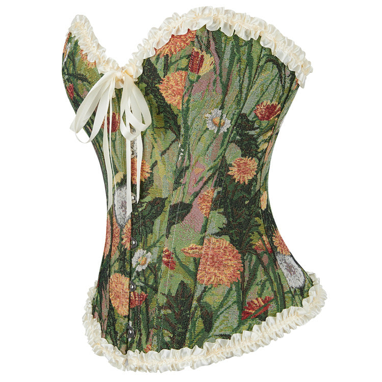 Top de corsé con estampado de pintura al óleo retro de moda para mujer