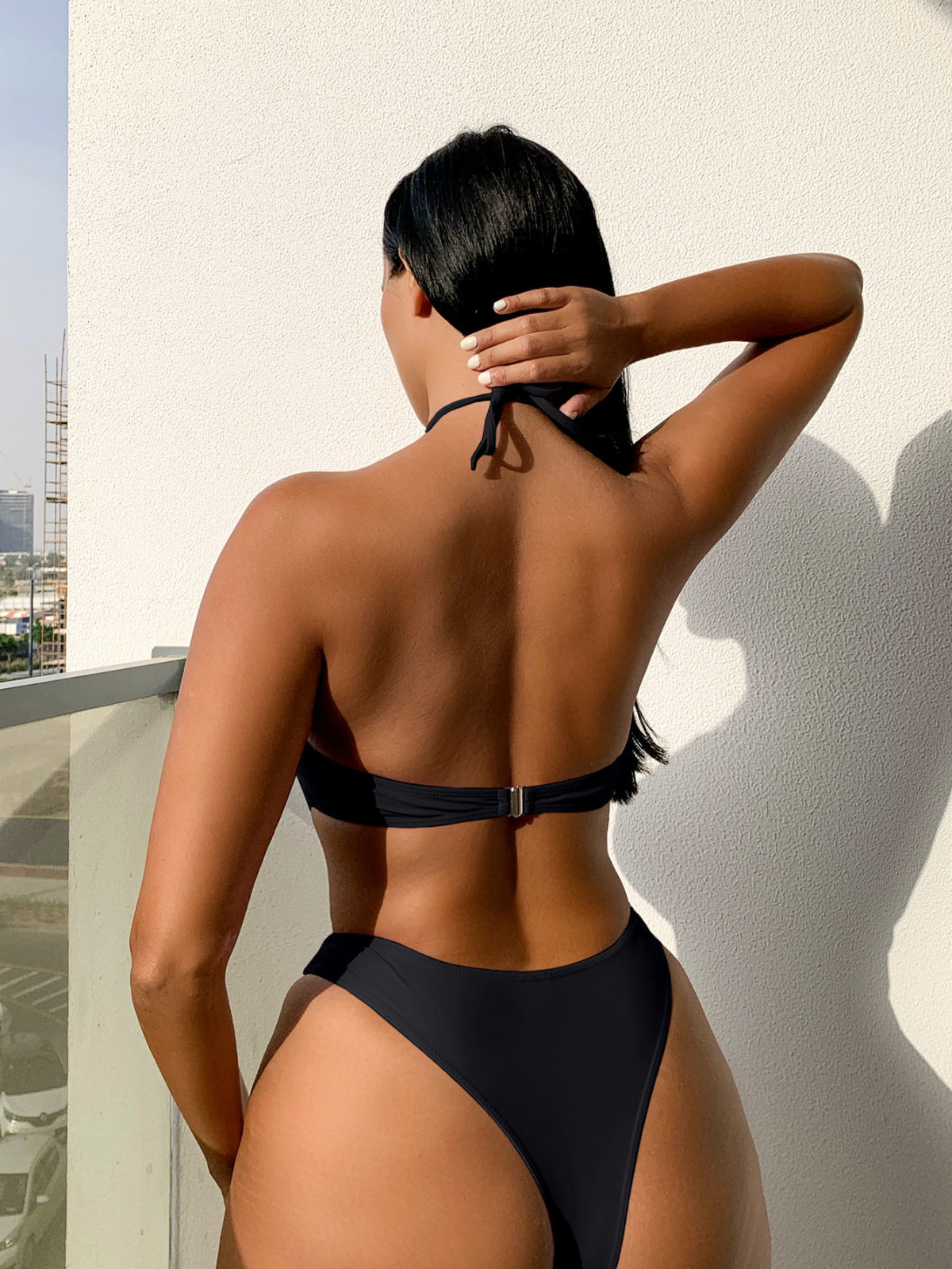 Women Sexy Summer Vacation Halter Neck Cut Out One-Piece Swimsuit