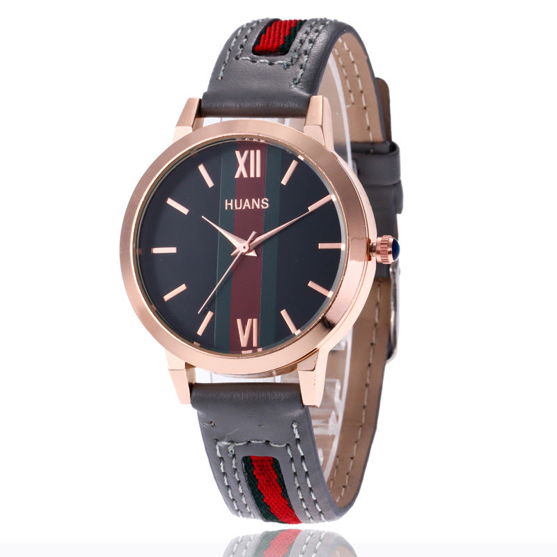 Women Fashion Casual Contrast Color Large Dial Quartz Watch