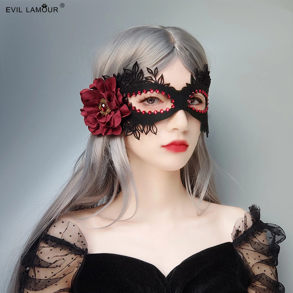 Gothic Halloween Rose Mask Cloth One Size