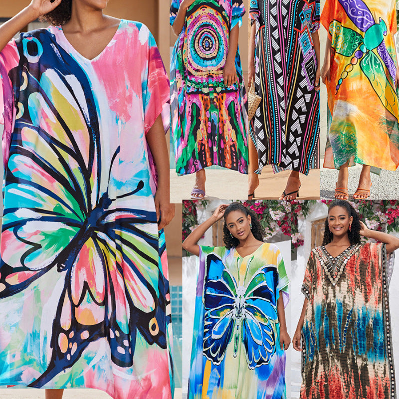 Traje de baño informal con estampado de mariposas para playa y vacaciones para mujer