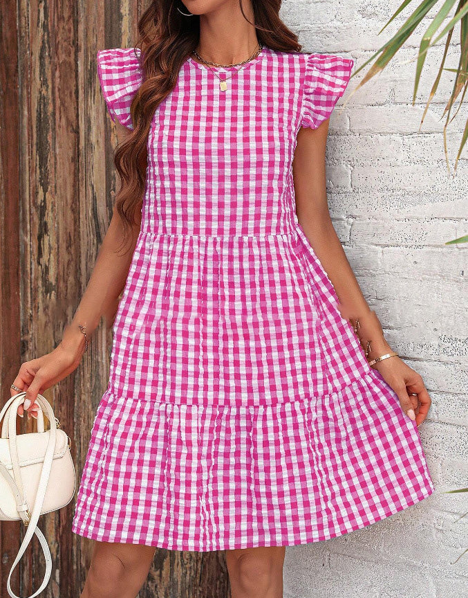 Women’s Fashion Casual Plaid Printed Sleeveless Dress