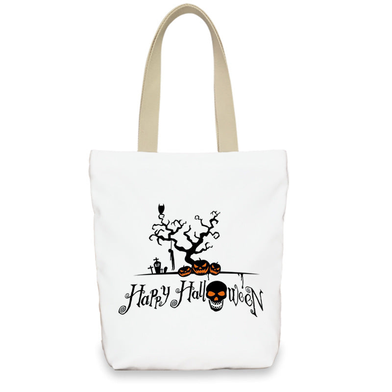 Bolso de lona con diseño de calabaza de Halloween para mujer