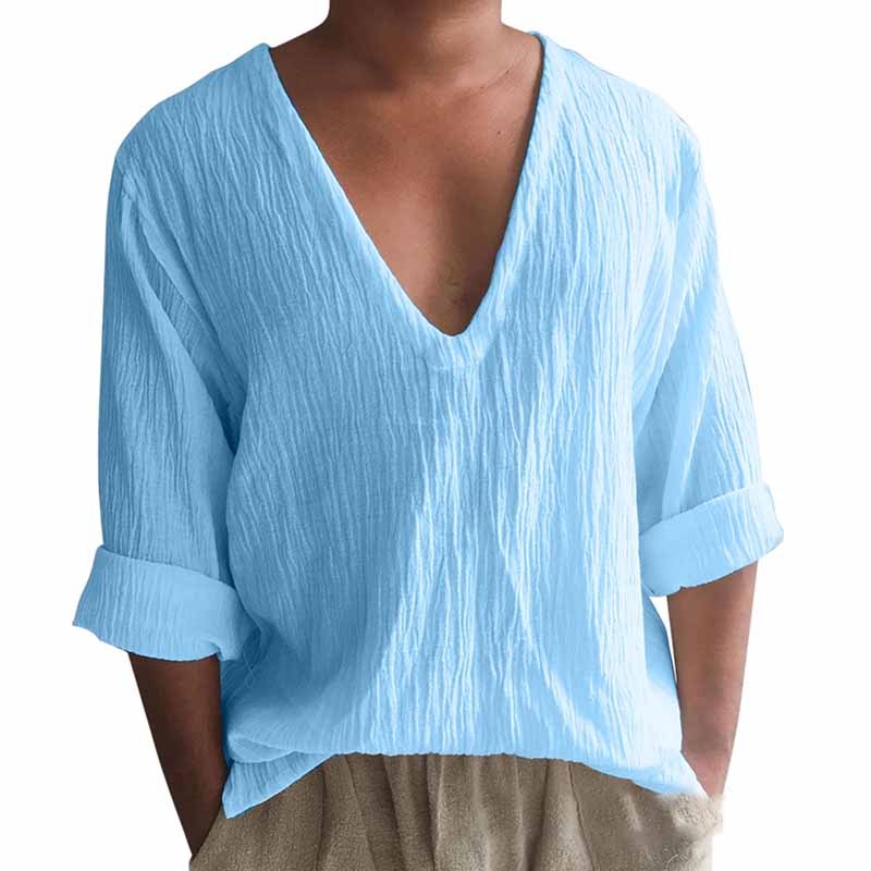 Men's Fashion Leisure Solid Color Long Sleeve T-Shirt