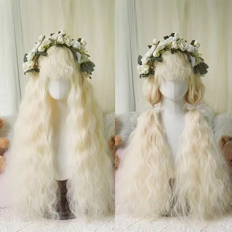 Women Lolita Mori Pastoral Long Curly Wig