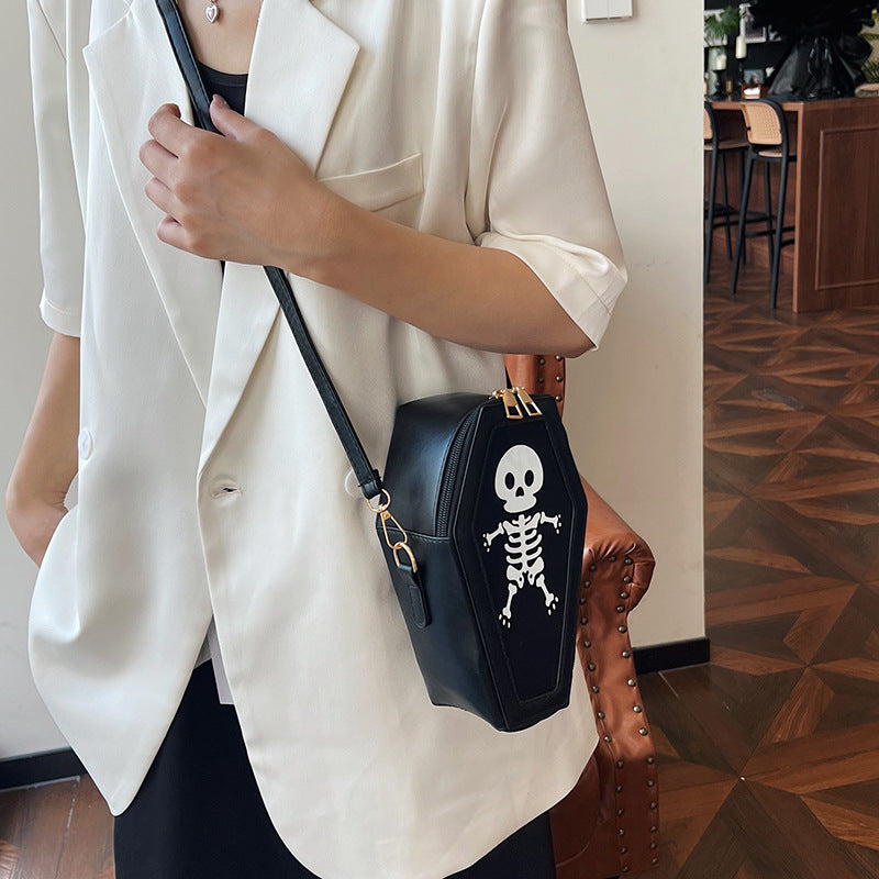 Bolso de hombro con diseño de calavera gótica y creativa de Halloween