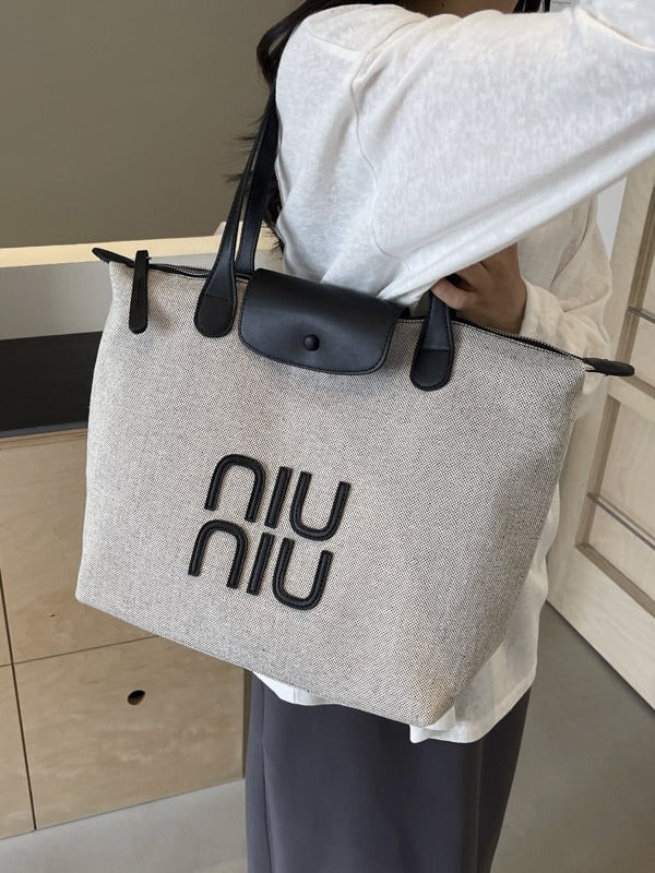 Bolso de mano de lona con letras informales de moda de verano para mujer