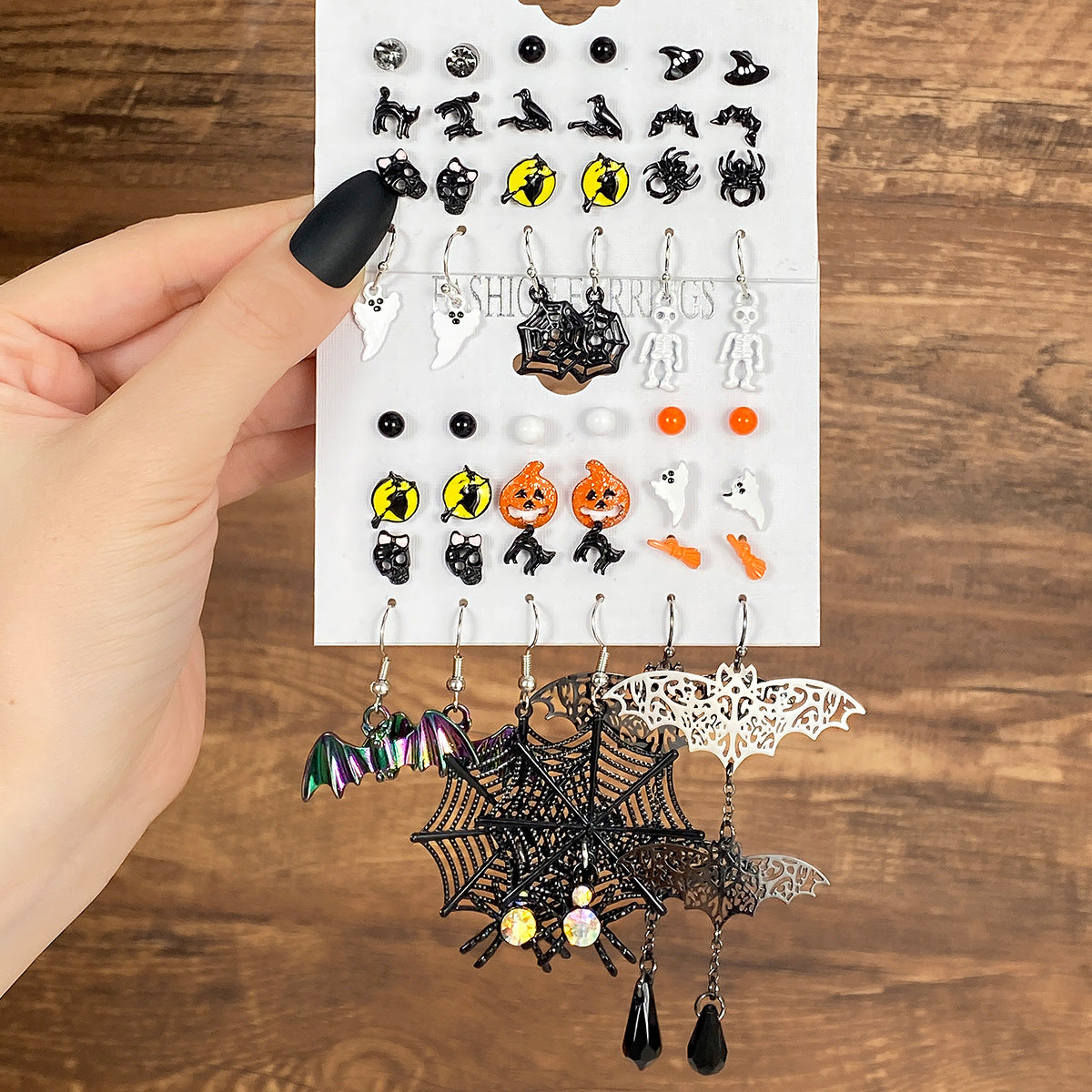 Halloween Ghost Bat Pumpkin Earrings Set Alloy Cartoon