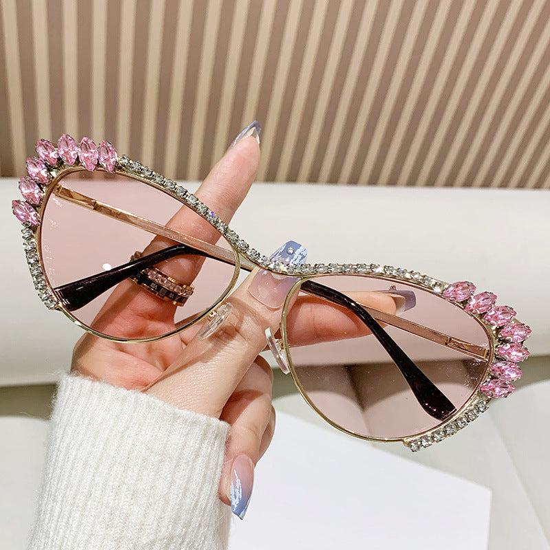 Gafas de sol de moda con diamantes de imitación de metal